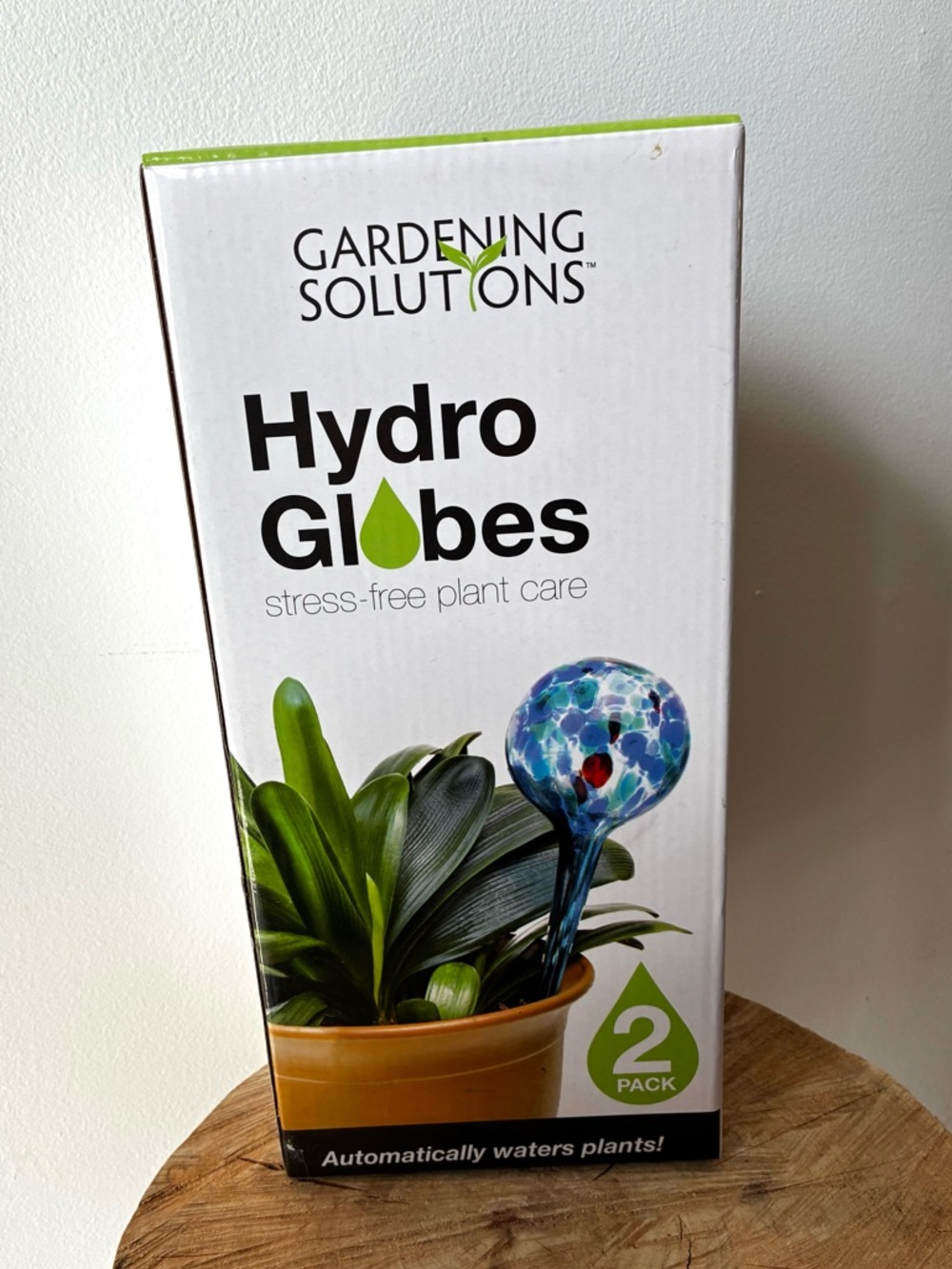 Hydro Globes - Blue Glass Self-Watering Plant Stakes (2 Pack)
